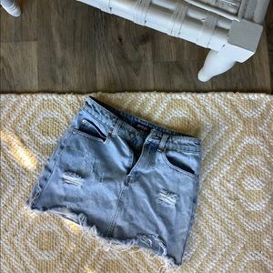 light wash denim skirt